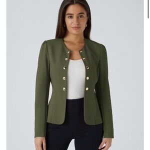 HALARA Olive Green Blazer with Gold Buttons